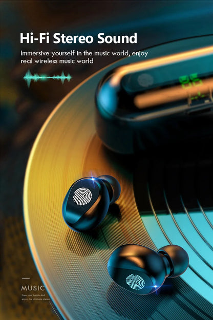 F9 TWS Earbuds - Airdots True Wireless Headphones Bluetooth 5.3 Stereo Bass Handsfree, Earphones Mic & Charging Case 3 to 5 Hours Battery Life – 2000mah Power bank - Simple and Extraordinary, Born For Music-Lightweight - Imported High Quality